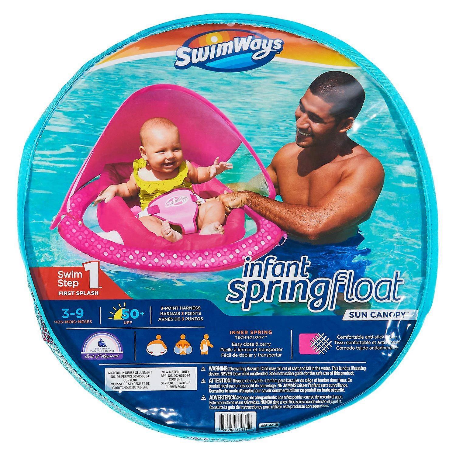 Pink Flower Pattern Pool Float with Canopy - Tropical Paradise