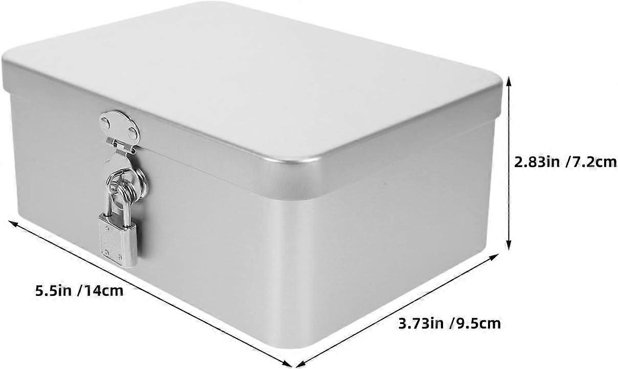 2pcs Rectangular Lockable Tinplate Storage Box
