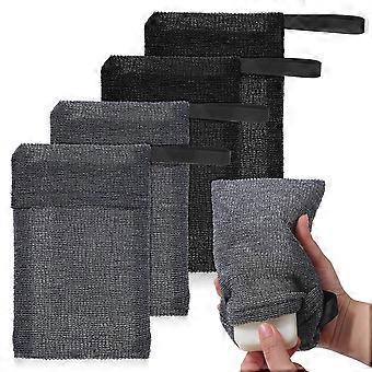Soap Saver Exfoliating Body Scrubber for Soap Storage 4Pcs Nylon