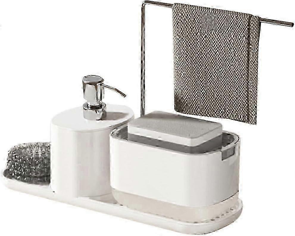 Refillable Chrome Soap Dispenser with Integrated Organizer