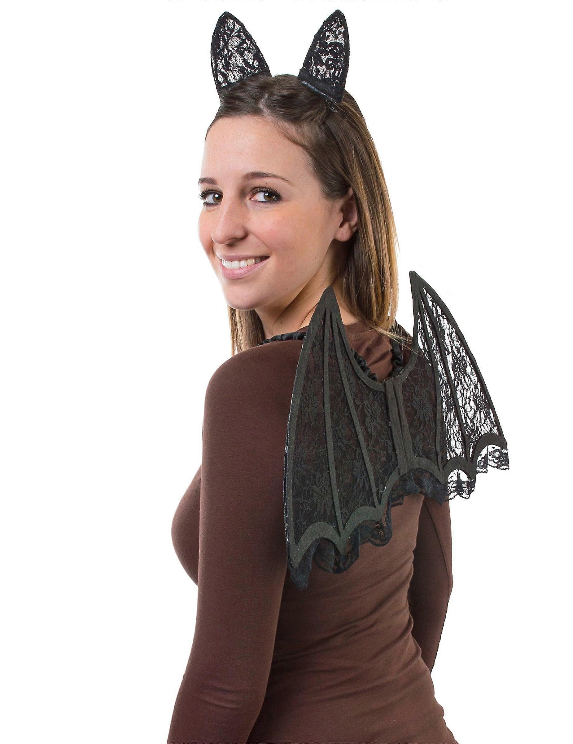 Black lace bat wings and ears set