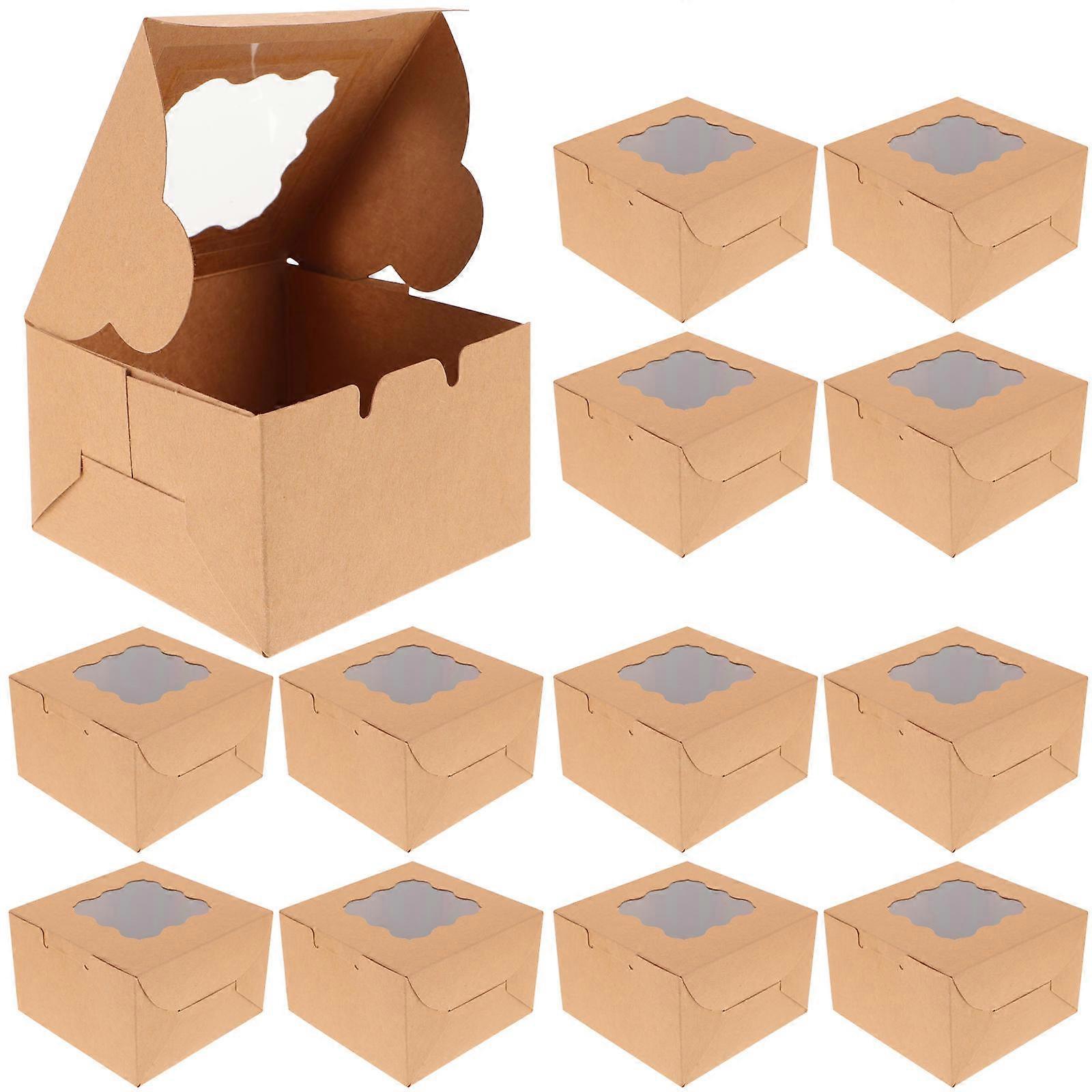 Brown Dessert Boxes Paper Small Cake Boxes compatible with Home 12Pcs with Window