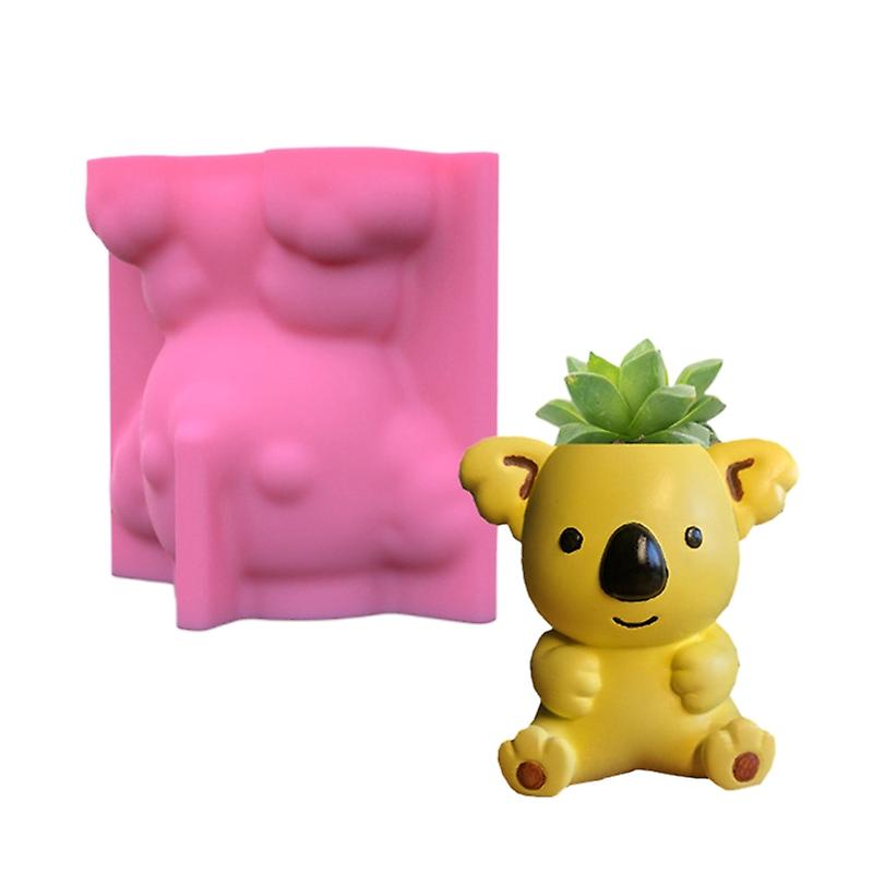 Cute Koala Flowerpot Uv Epoxy Mold Vase Concrete Plaster Resin Silicone Mould