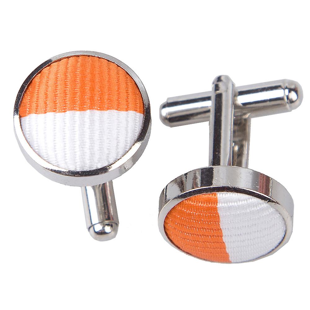 Orange and White Striped Cufflinks