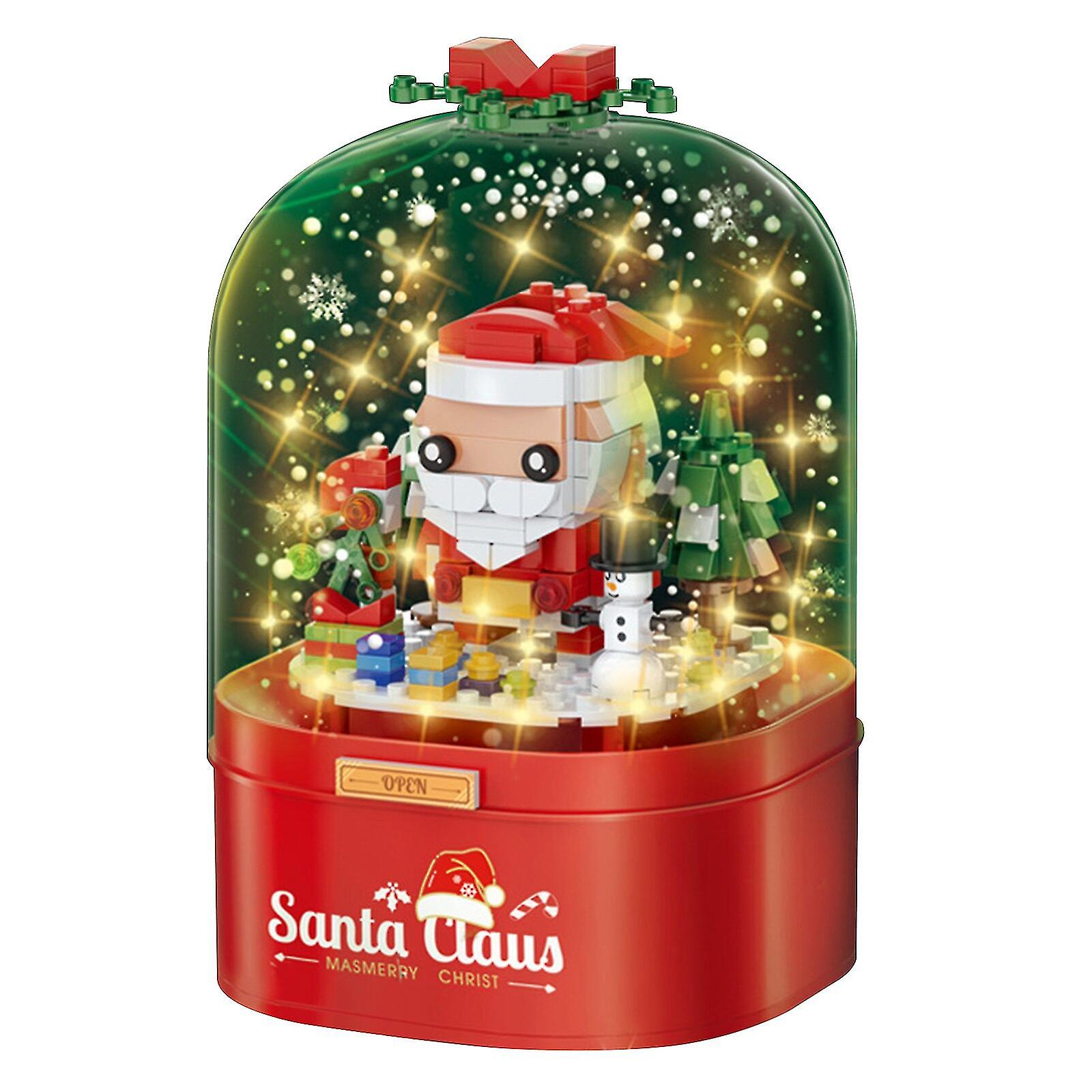 عيد الميلاد الموسيقى مربع كاندي هاوس كتل بناء عيد الميلاد DIY العائمة ضوء الثلج مربع الموسيقى هدايا السنة الجديدة عيد الميلاد @bugu