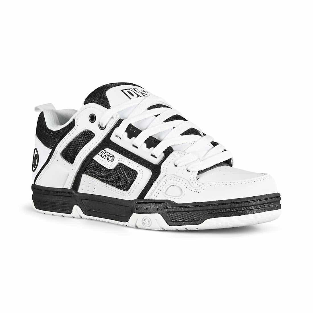FeiKong Zapatillas de skate DVS Comanche de cuero blanco, negro y blanco