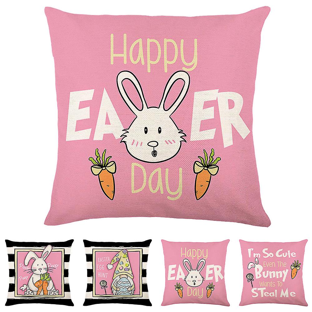 Easter Bunny Cushion Cover Rabbit Pink Throw Pillow Case Sofa Bedroom Decors Party Props