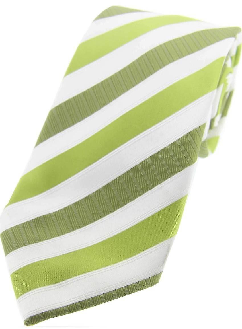 David Van Hagen Striped Polyester Tie - Green/White