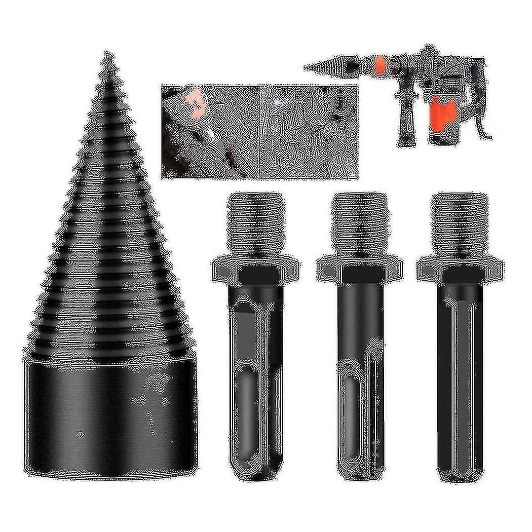 Firewood Log Splitter, 3pcs Drill Bit Removable Cones Kindling Wood Splitting Bits Heavy Duty Elect