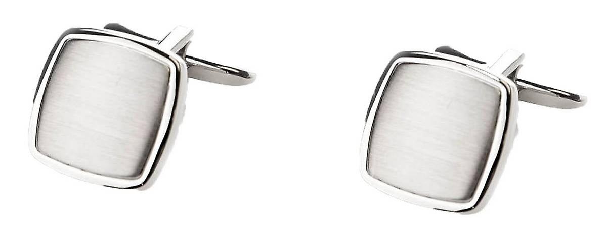 Harvey Makin Shiny and Brushed Rhodium Cufflinks - Silver