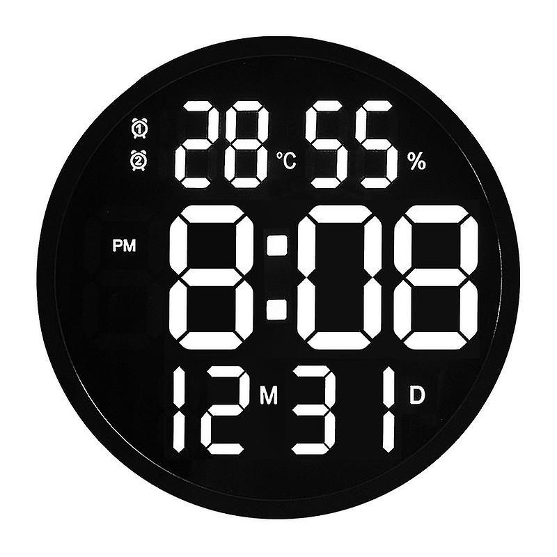 Silent Led Elettronico Rotondo 3d Grande Orologio da Parete Temperatura Digitale Umidità Data Display Sveglia Moderna Decorazione Domestica