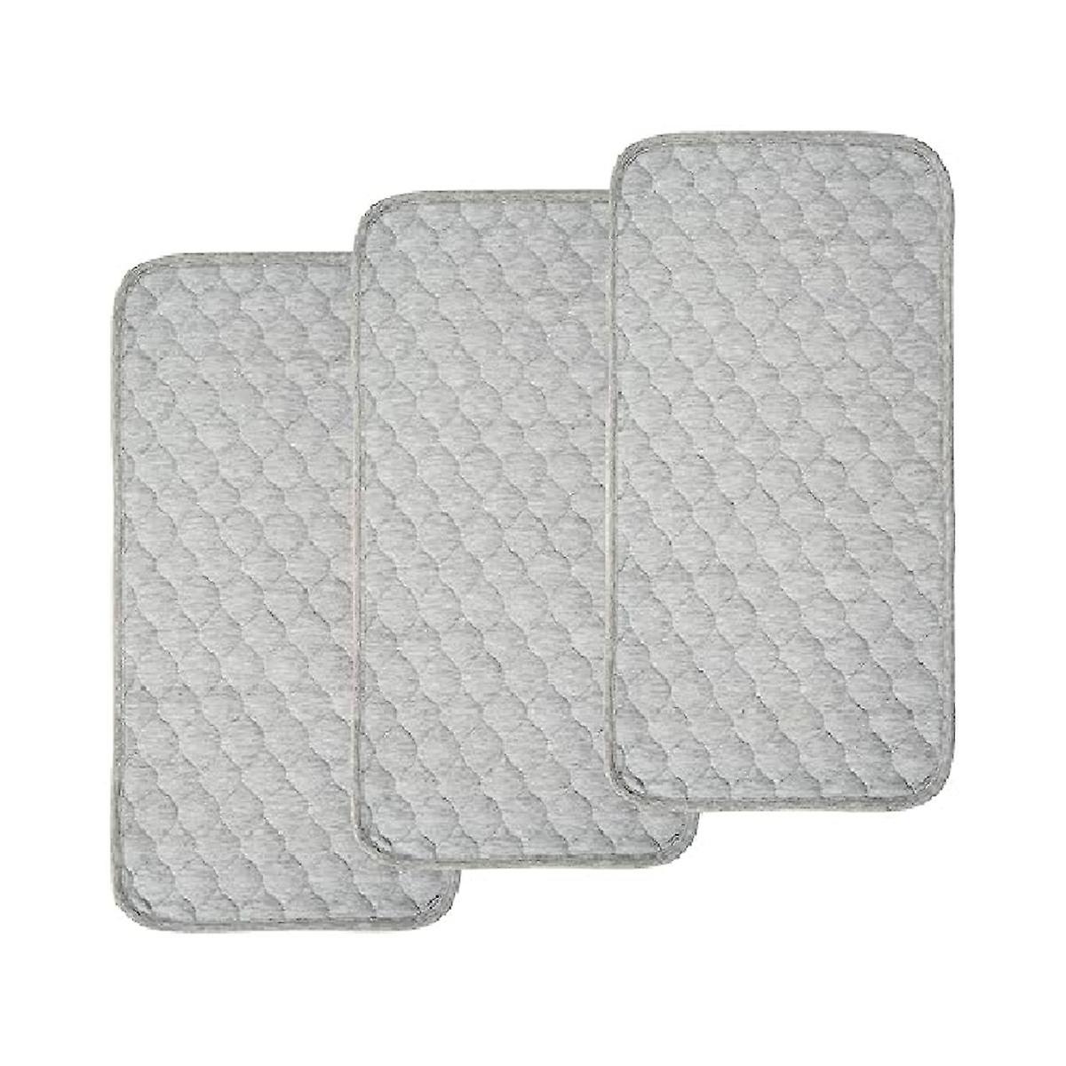 Baby Diaper Pads Bamboo Quilted Thicker Waterproof Changing Pad Liners, 3 Count Gray