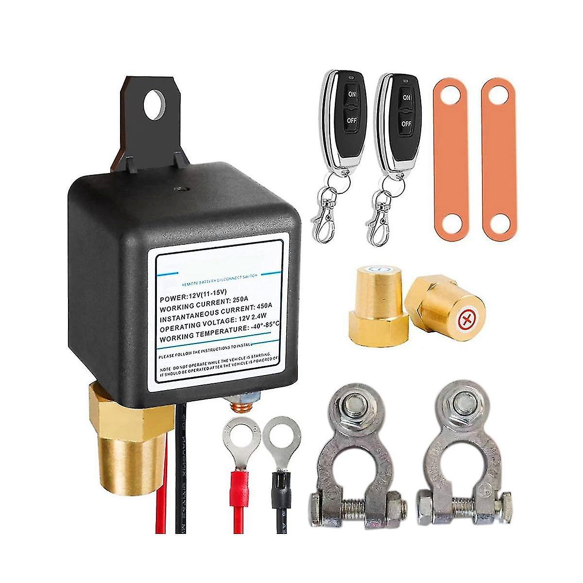 12v 250a Universal Battery Switch Relay Integrated Wireless Remote Control Disconnect Cut Off Isolator Switch 2 Remote