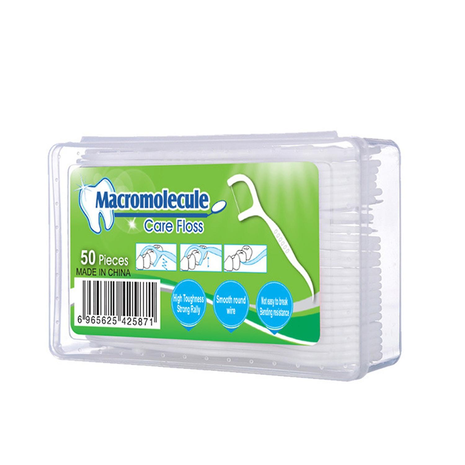50pcs Toothpick 2-In-1 Dental Floss Picks High Toughness Interdental Brush Teeth Stick Tongue Scrape