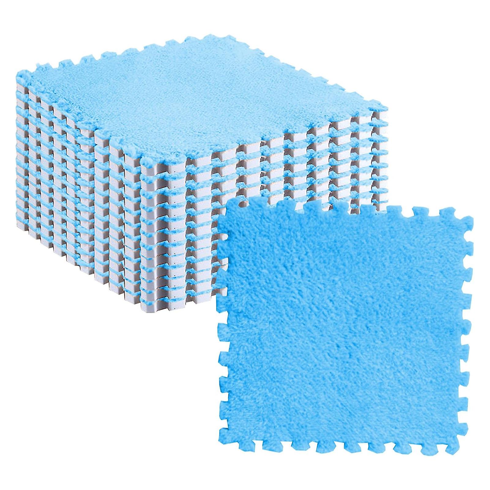 10pcs Plüsch Puzzle Boden Schaum Matte Fliesen Flauschig Schneidbar Anti Rutsch Verriegelung Teppichfliesen
