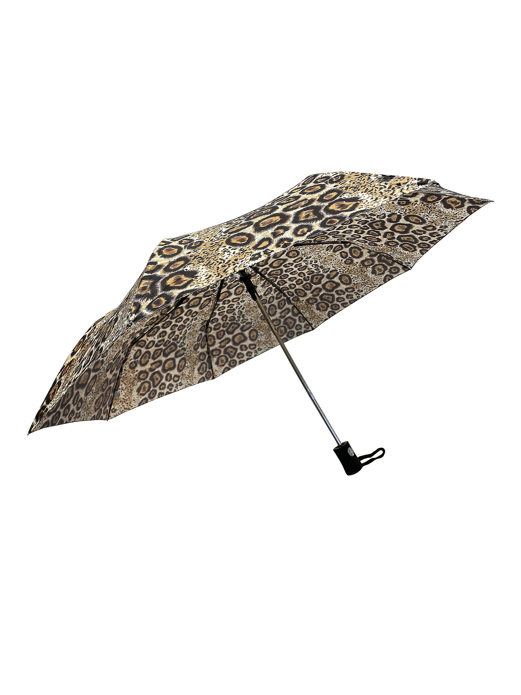 Compact Automatic Umbrella Casual Pocket Umbrella with Leopard Print