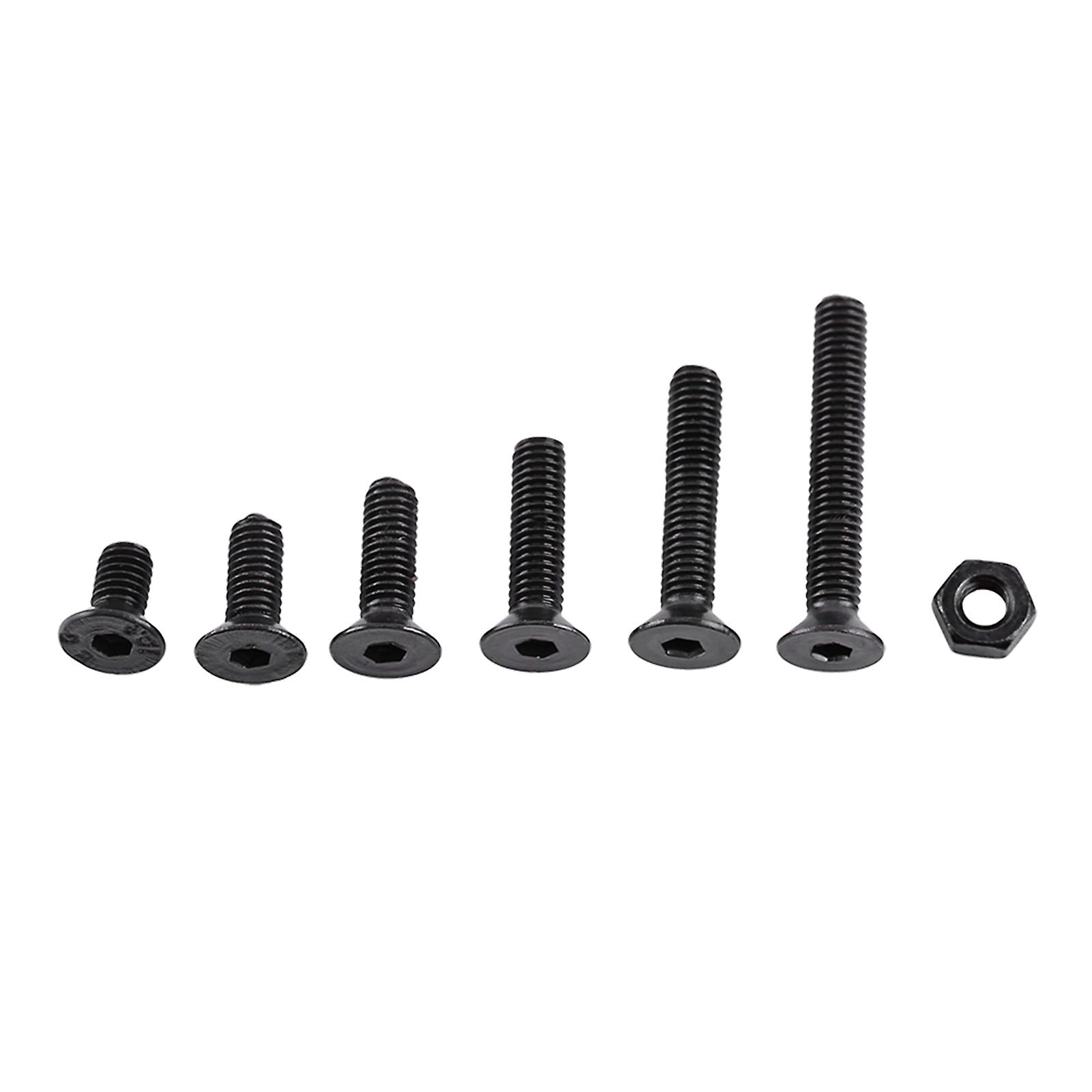 250pcs M3 Black Alloy Steel Hex Socket Screws Bolt With Hex Nuts Assortment(Flat head)