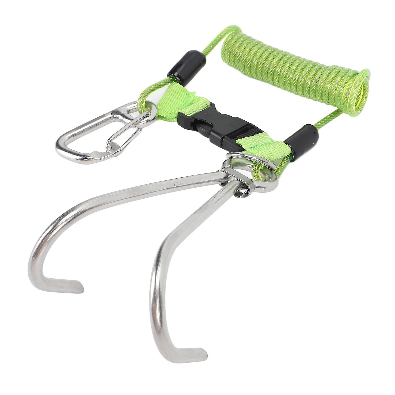 Spring Coiled Stainless Steel Diving Hook with Green Quick Release