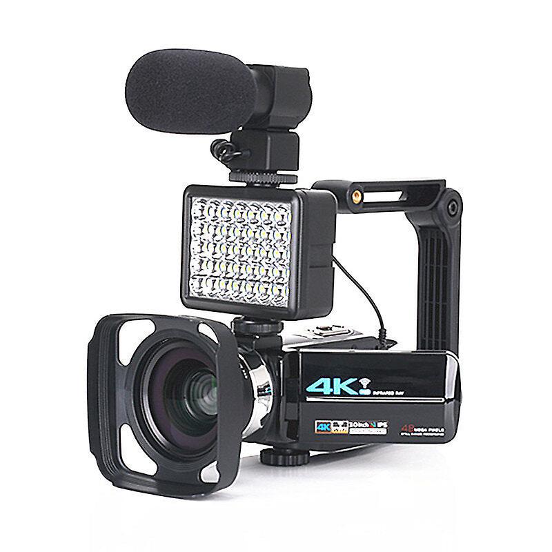 Video Camera For 4k Vlogging Live Camcorder Nightshot Anti-shake Camcorder Wifi App Control Dv Video Recording With Microphone Lens Light Stabilizer