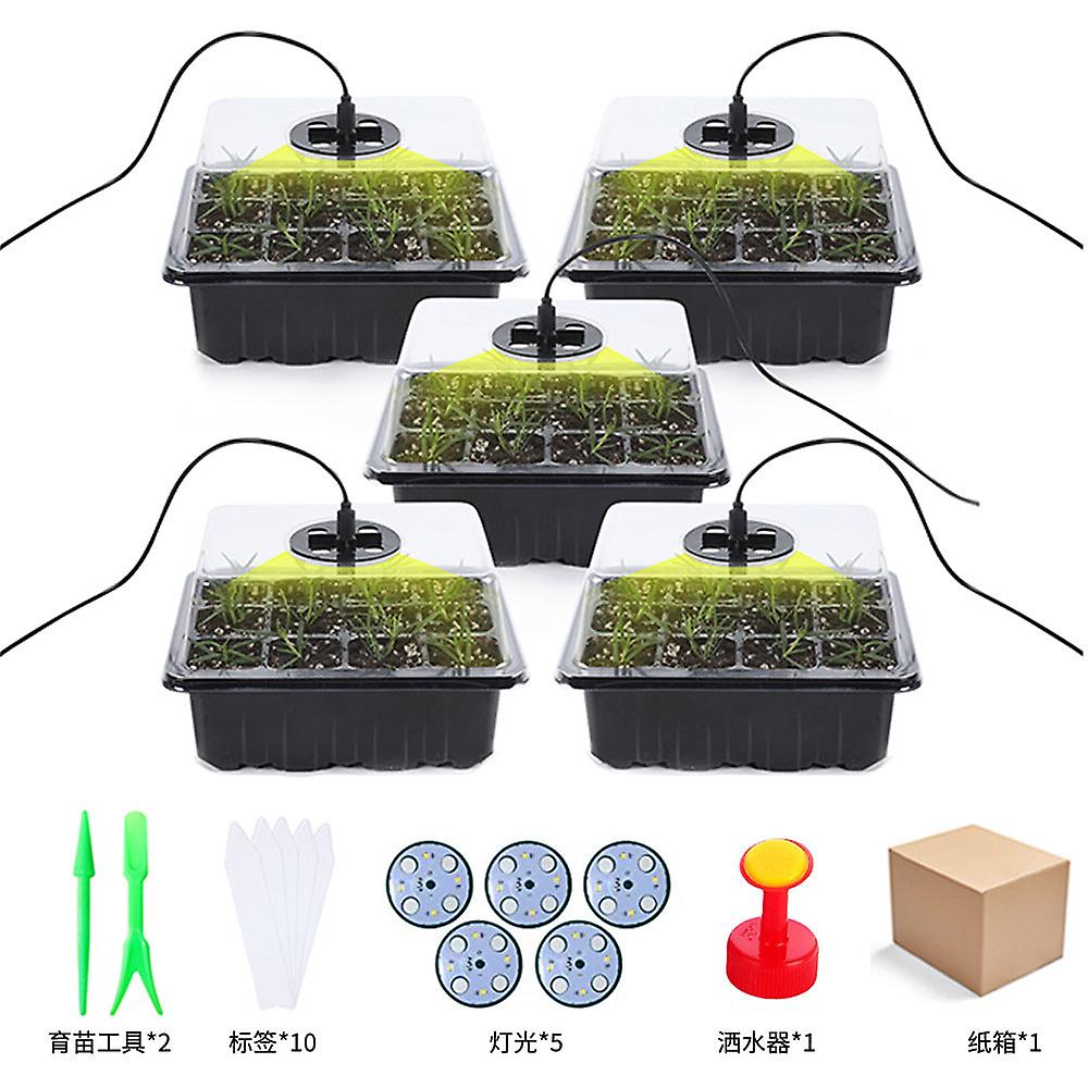 6/12 Hole Breathable Seedling Tray With Light Three-piece Set