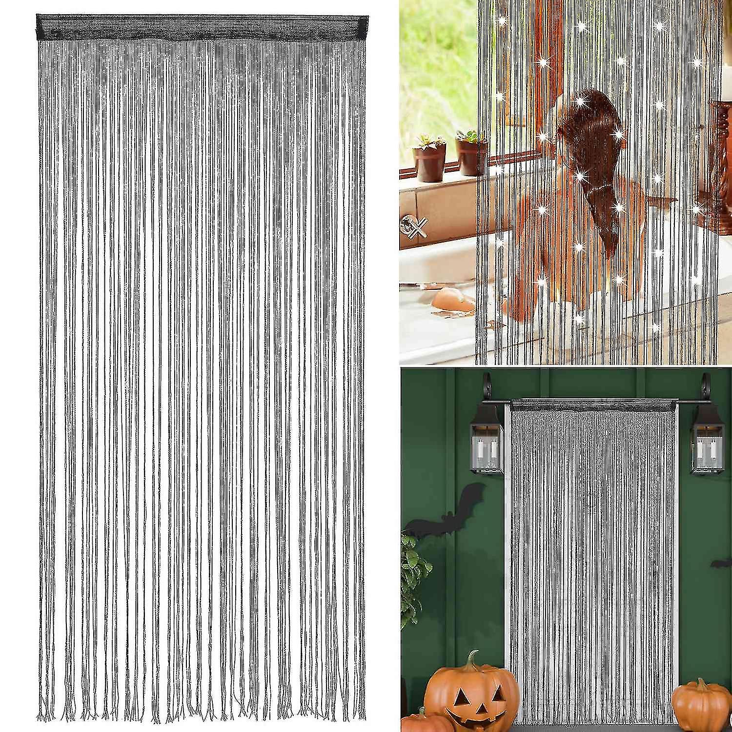 1M*2M String Door Peacock Feather Crystal Bead Curtain Drop Fly Screen Room Divider