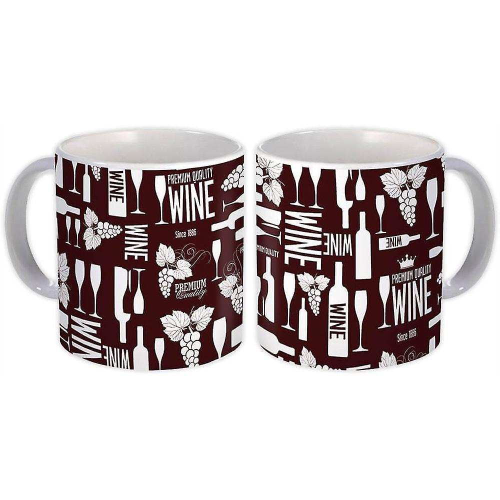 Gift Mug: Wine Print Burgundy