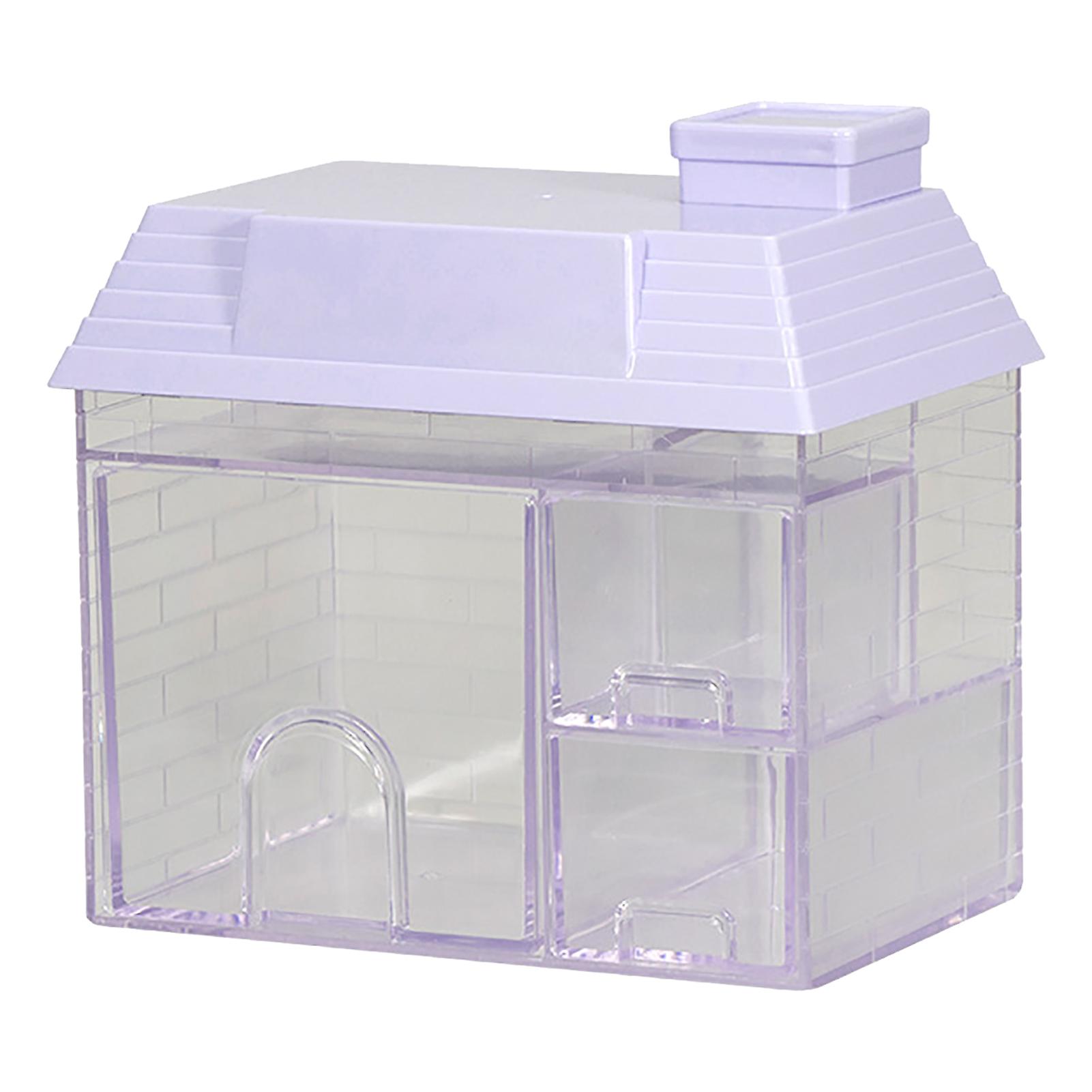 House Shaped Organizer Drawer Type Desktop Storage Box Multifunctional Desk Holder for Home Dormitory Office Purple