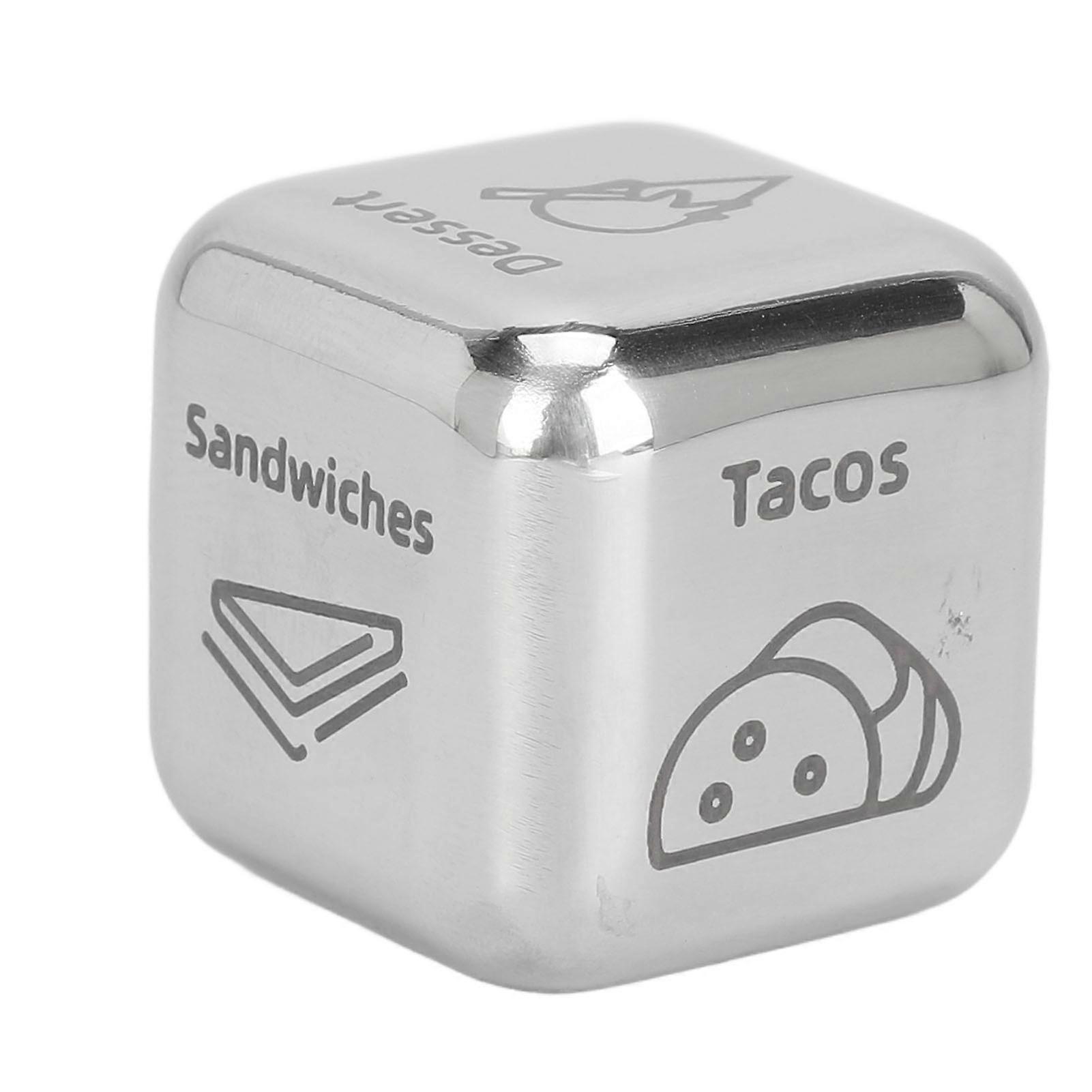 Middag Dice rustfritt stål Small Food Decision Dice Decider for Valentine Day bryllupsdag