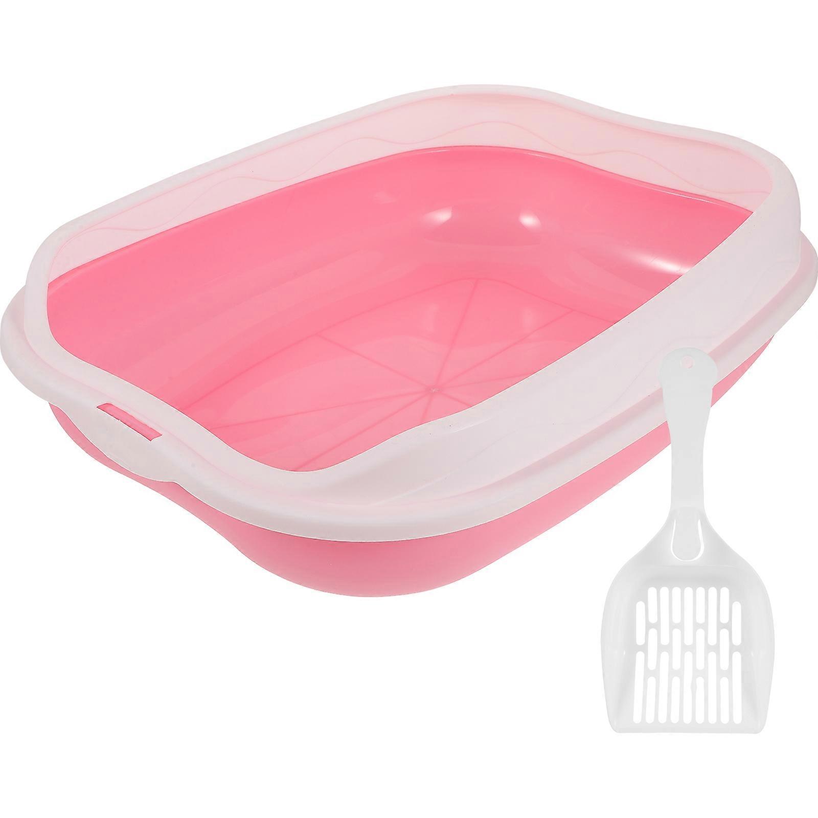 1 Set of Open Type Cat Kitten Toilet Pet Cat Litter Box Kitten Training Potty Detachable Cat Toilet with Shovel