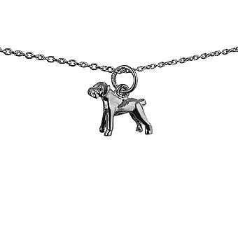 Silver 11x14mm Boxer Dog Pendant with a rolo Chain 24 inches