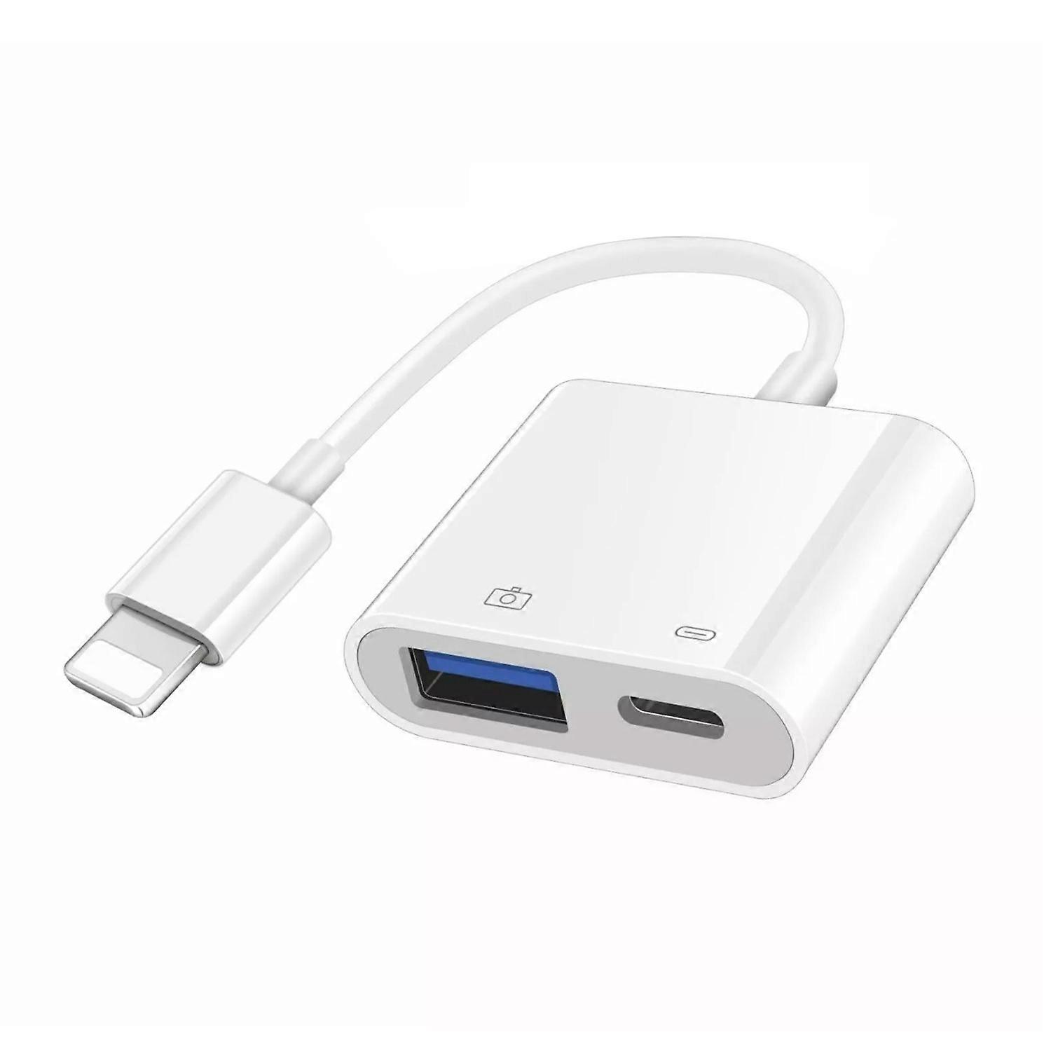 Adaptador OTG para iPhone iPad com USB Fêmea e Porta de Carregamento