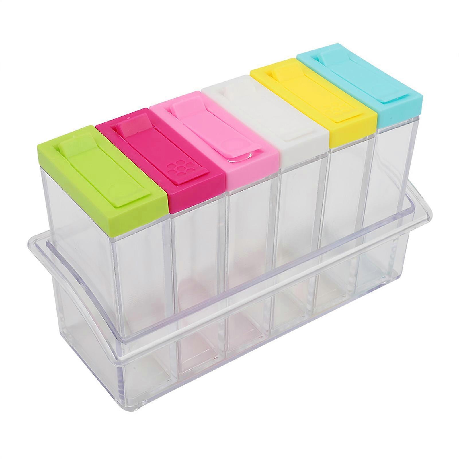 Transparent Plastic Seasoning Bottles Jars 6 Boxes Set Kitchen Tool Accessories