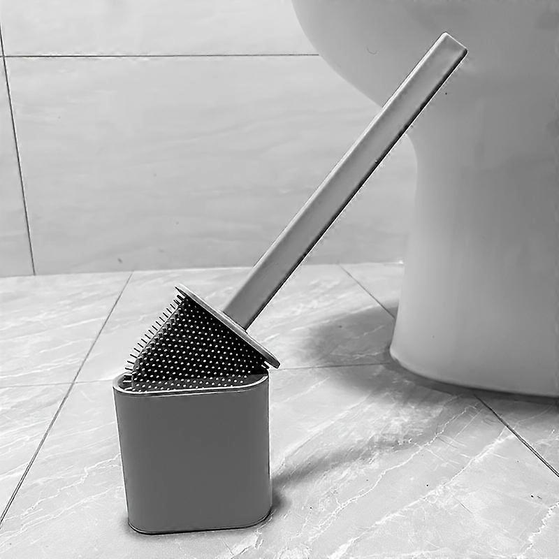 1 Set, Toilet Brush With Holder Set, Wall Mounted Silicone Toilet Brush With Long Handle, Flexible Toilet Bowl Cleaning Brush, No Dead Corner Brush, B