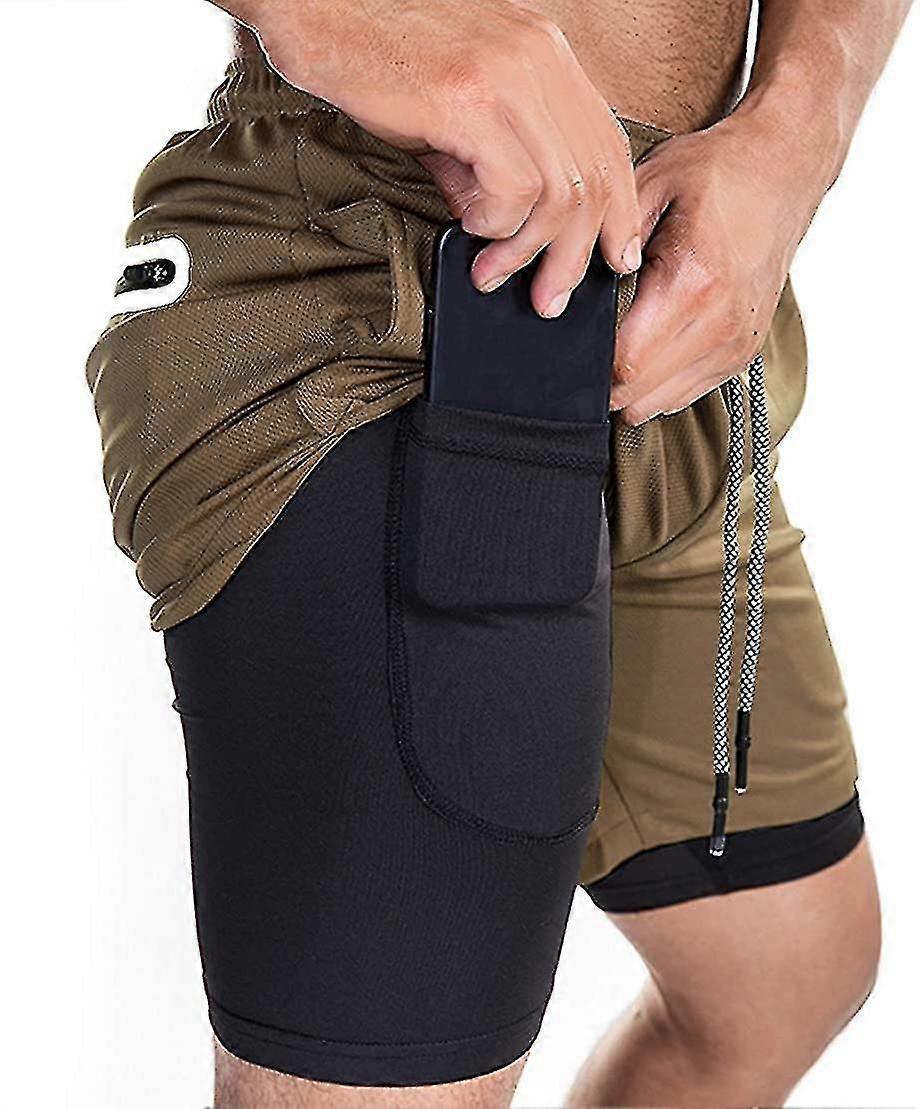 Mens 2 Σε 1 τρέξιμο αθλητικά σορτς ελαφρύ γυμναστήριο προπόνηση γρήγορα ξηρό