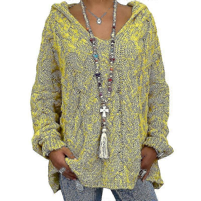 Femmes Manches Longues Pulls Tricotés Travail Hauts à Capuche Hiver Chaud Sweat à Capuche Pull