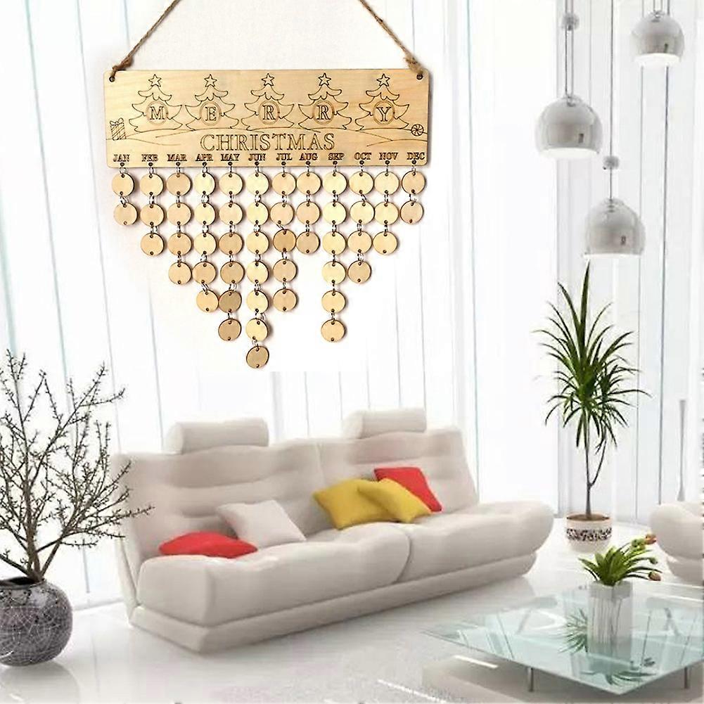 تقويم خشبي لتذكيرك بالأيام المهمة لأعياد الميلاد، لوحة تقويم حائطية DIY، ديكور منزلي