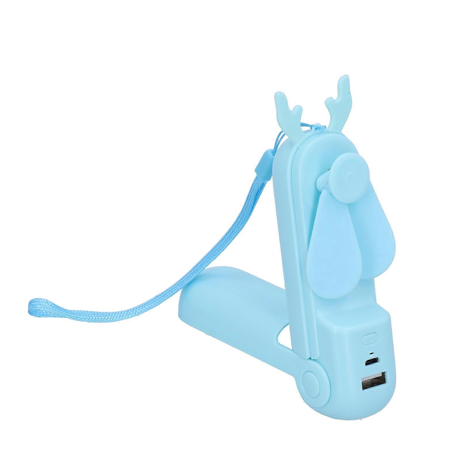 Handheld Fan Chargeable Portable Foldable Mini Cooling Device with Emergency FlashlightBlue