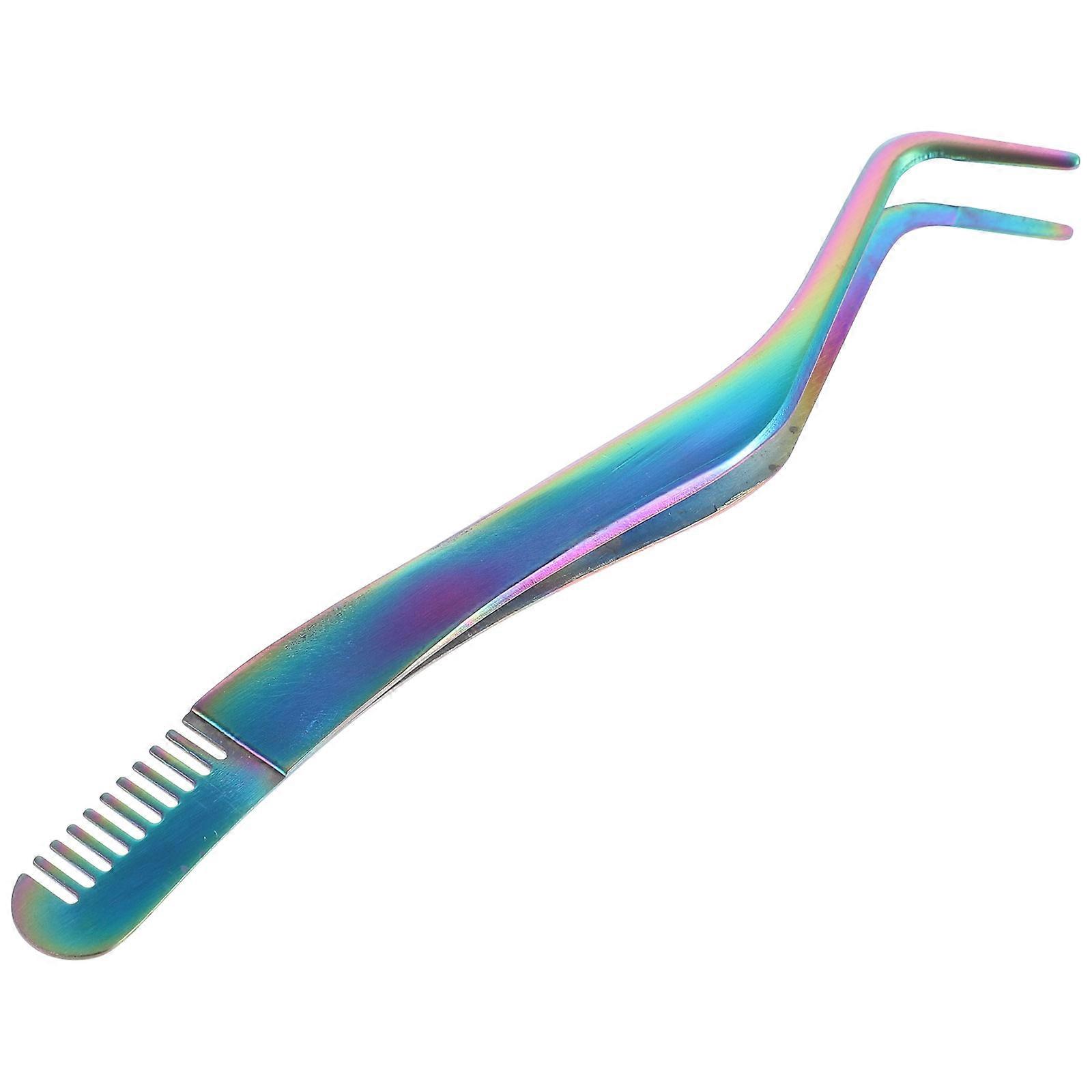 Eyelash Tweezer Applicator Tool Stainless Steel Eyelash Extension Tweezer Comb 2 in 1 Lash Tweezer