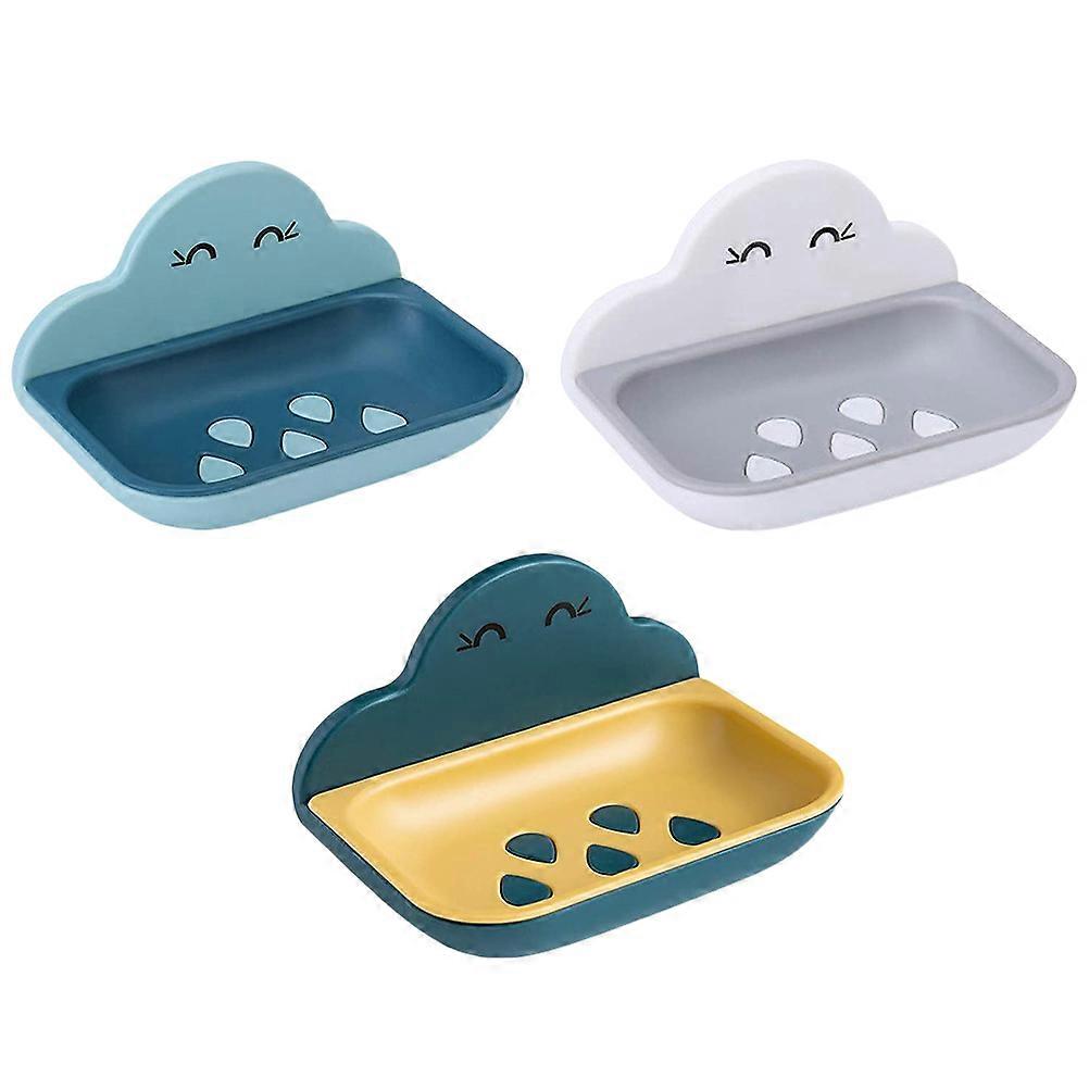 [越興輝]クリアウェアハウス製品クラウドコントラスト二重層壁掛けドレンソープボックス(ホワイト、ブルー、ディープブルー)