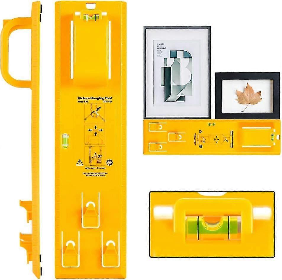 Image Hanging Tool with Level Light Frame Clothes Hanger Wall Hanging Kit (Yellow Hanging Tool)