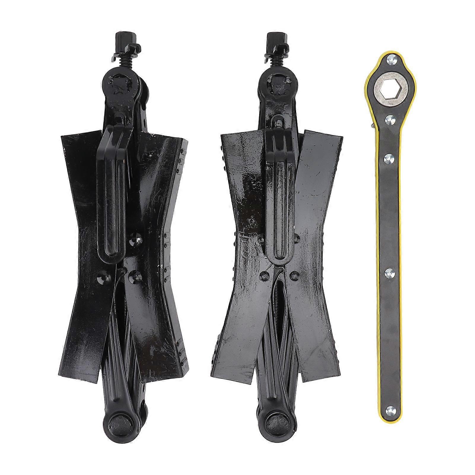 3Pcs Black RV Wheel Stabilizer Set with Wrench X Shape Corrosion Proof Wheel Chock for Levering System