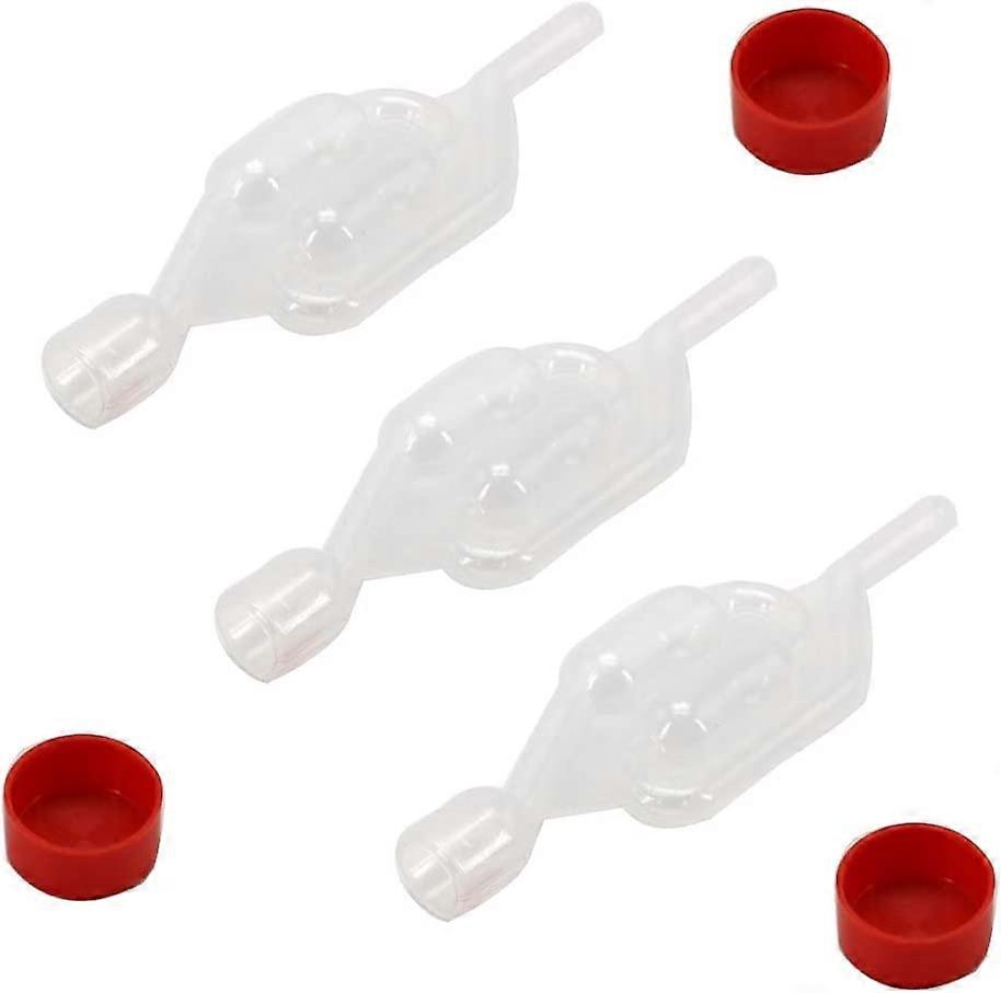 Set Of 3 Airlock Bubbler Kit, Fermentation Plug, Airlocks With Plastic Lid, Transparent Fermentation Bubbler 10Mm, Home Fermentation Wine Kit For Wine