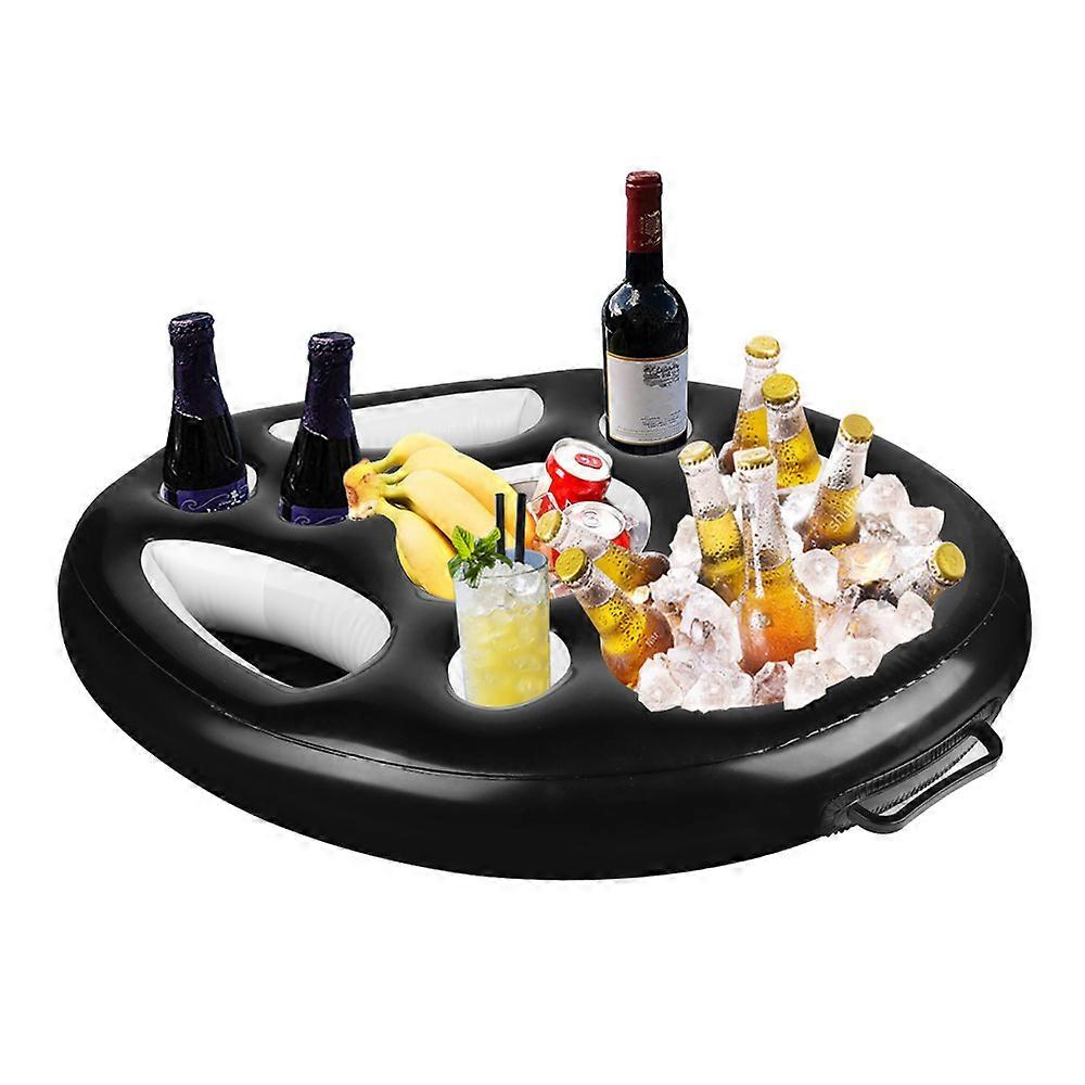 Inflatable Floating Drink Holder with 9 Holes Large Capacity Drink Float (Silver)