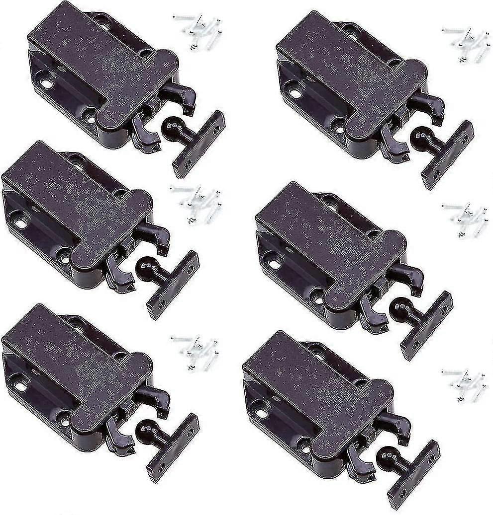 Touch Release Catch Latch, Push To Open Catch Lock With Automatic Pop-up Function Cabinet Lock, Push Latch For Cupboard, Drawer, 6 Packbrown