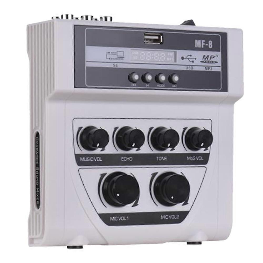 Mini Portable Microphone Audio Mixer with USB DJ Sound Mixing Home Amplifier Console for Karaoke(US
