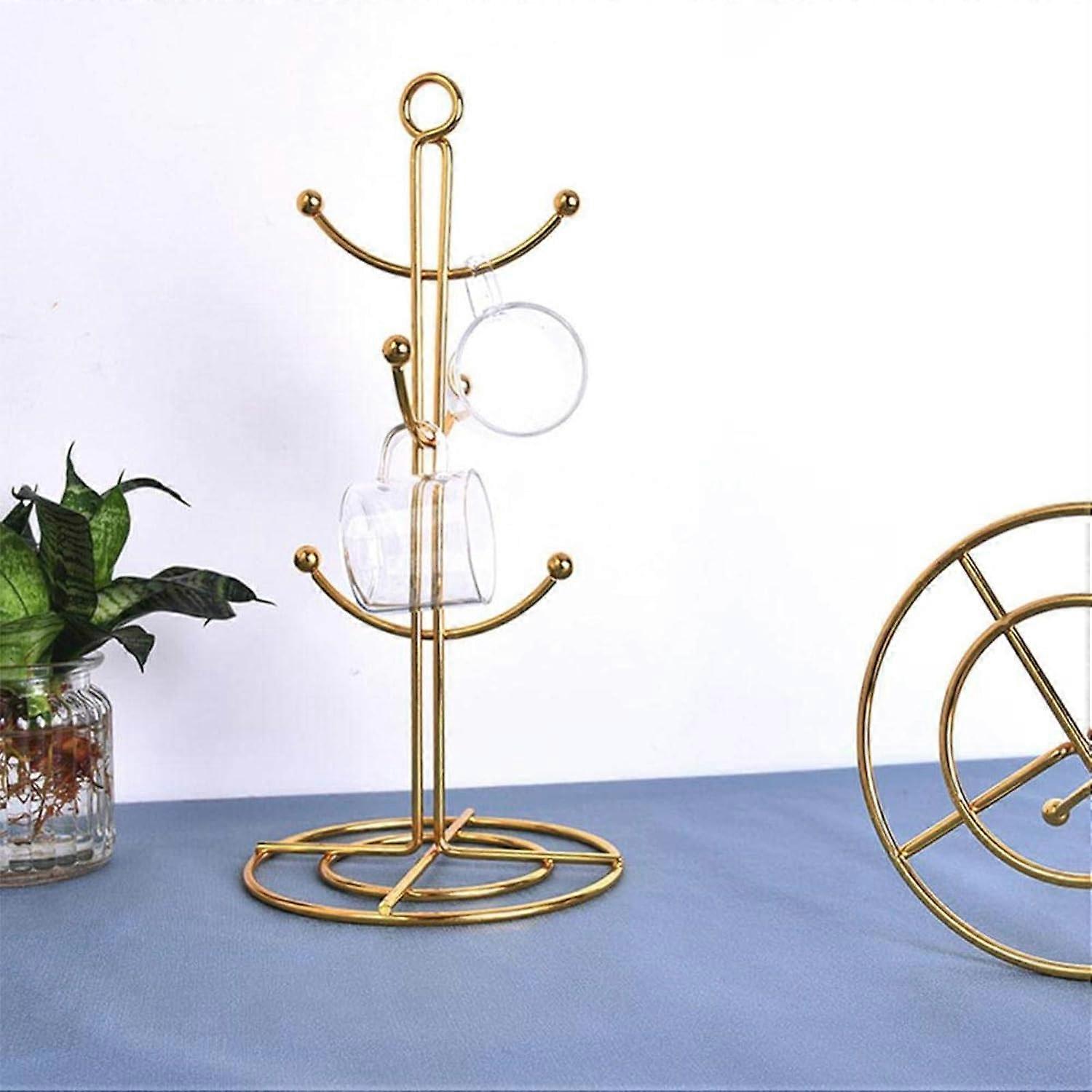 Creative Golden Coffee Cup Mug Holder Dining Table Storage Rack