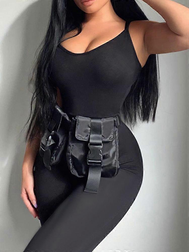 Καλοκαίρι Νέες φόρμες Γυναίκες Αμάνικο Bodycon Sexy Backless Μαύρο Μόδα Rompers Casual Streetwear Σπορ Slim Βασικό Συνολικά