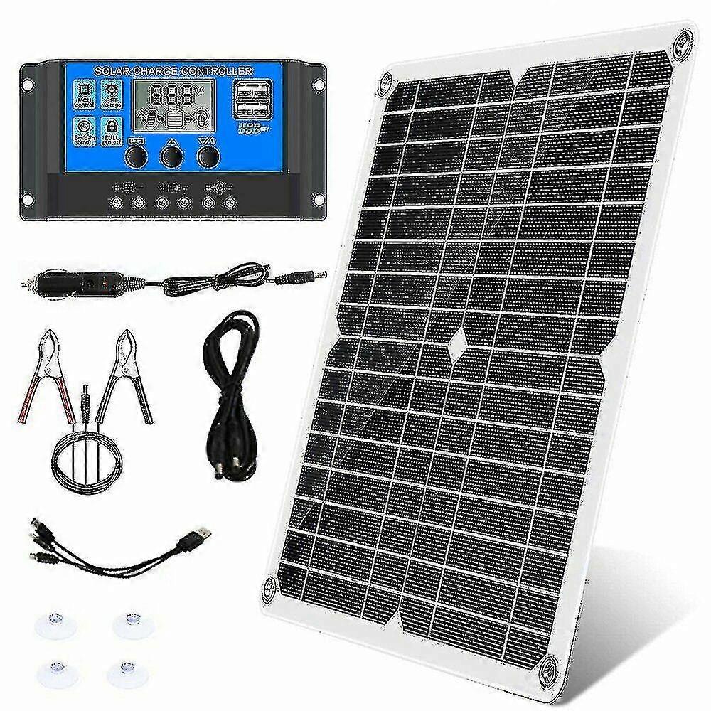 12v/24v Solar Panel Set Kit Battery Clip Charger + 40a Controller For Car Rv Caravan - B