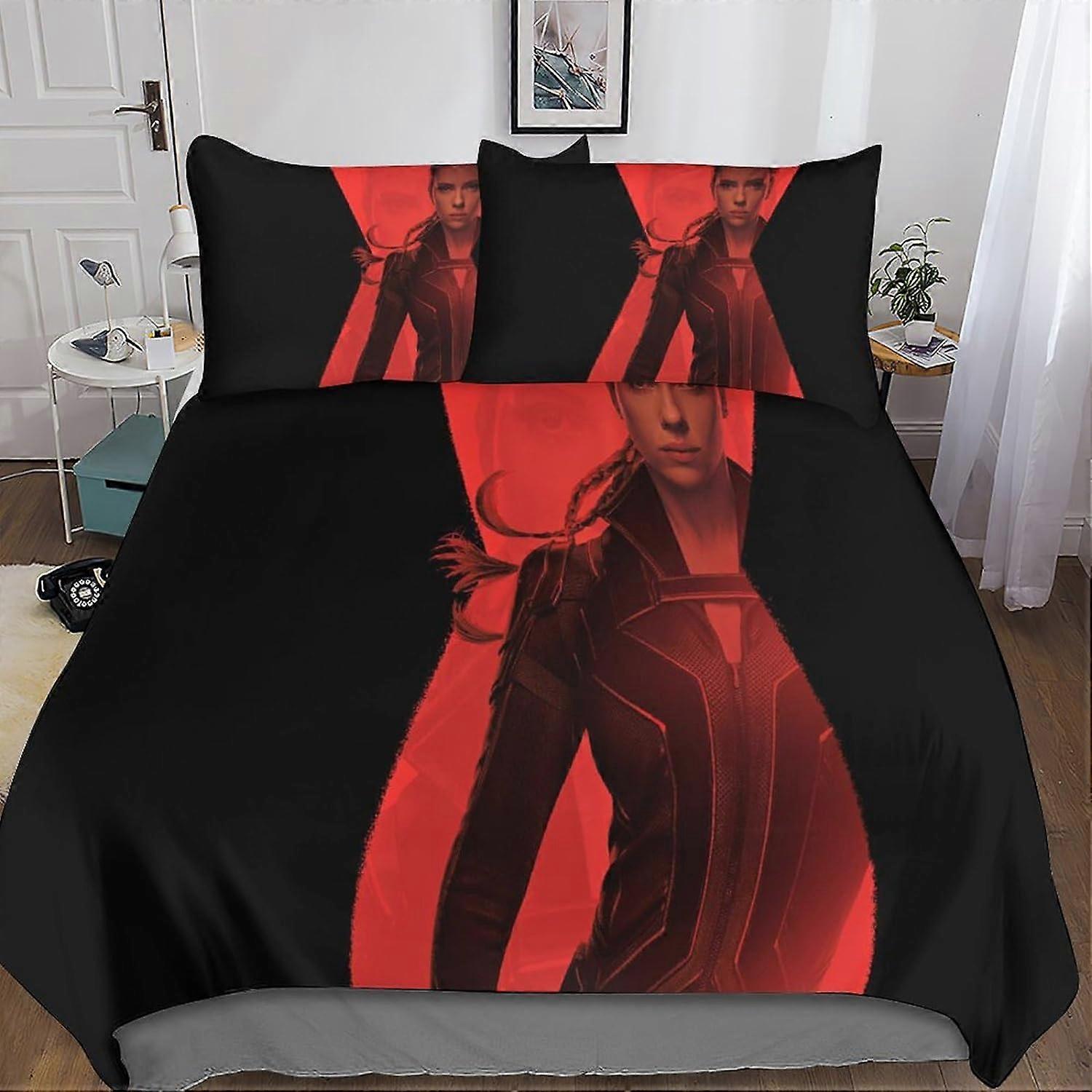 الأرملة السوداء سكارليت جوهانسون غطاء لحاف طقم 3D طباعة ستوكات الفراش مع أكياس الوسائد ، إغلاق بسحاب ، 3 قطع للمراهقين والبالغين مزدوجة