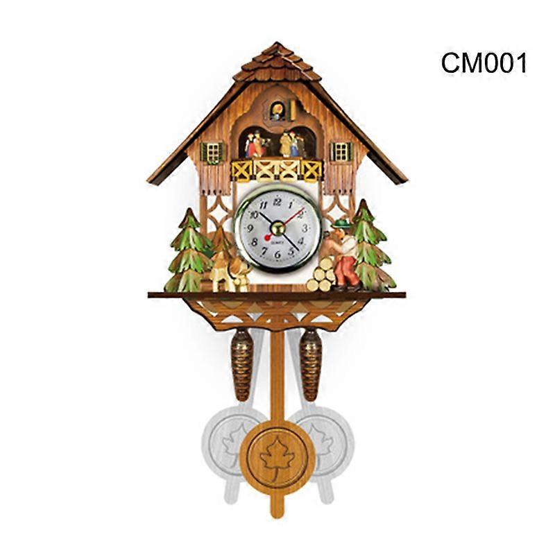 Cuckoo Clock Wall Clock Handicraft Vintage Wooden Cuckoo Tree House Clock for Bedroom Living Room School Office